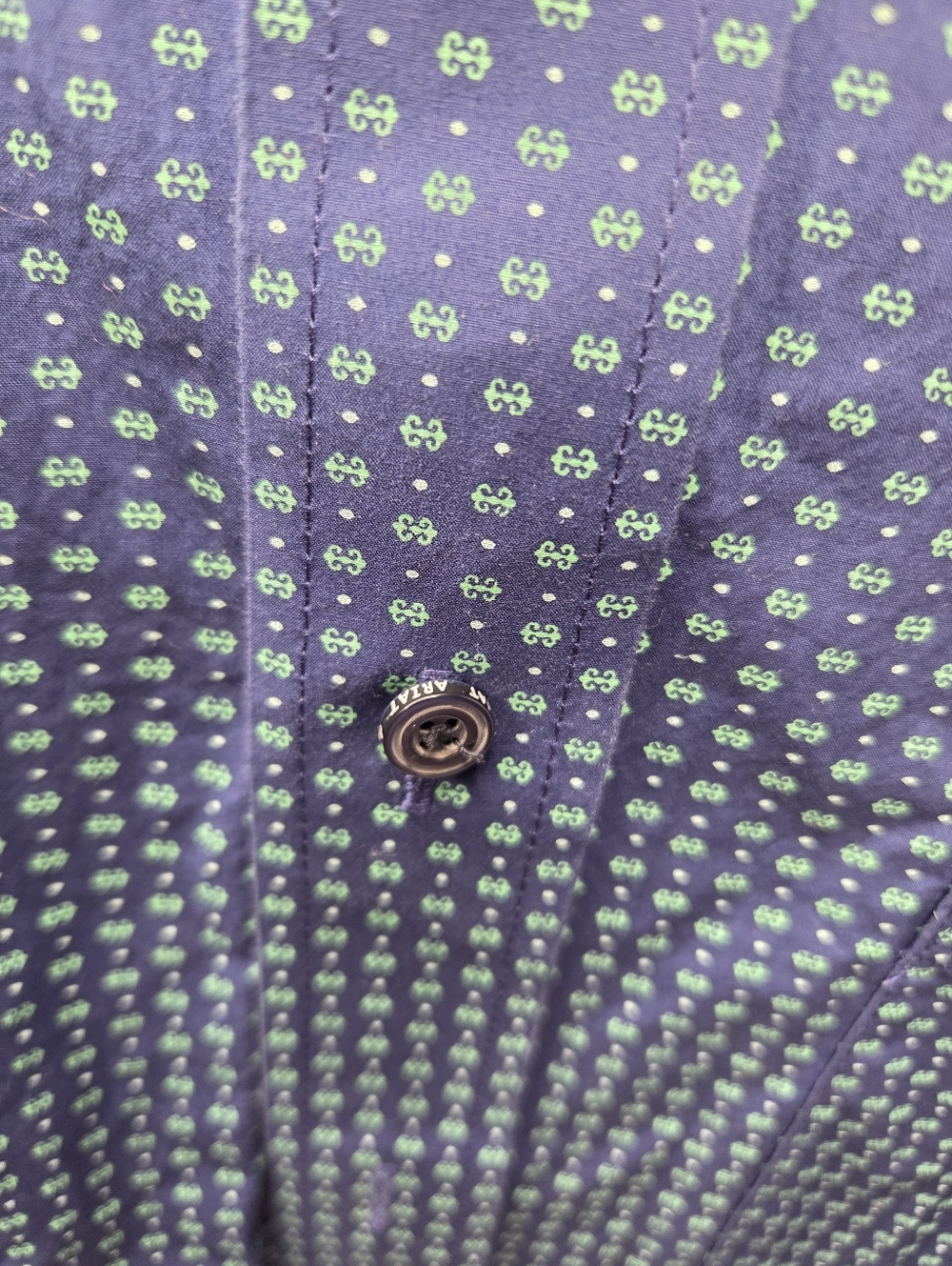 Ariat Men’s Button Down Shirt XL Blue Green Geo Print Western Casual #654 - Picture 4 of 8